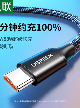 【易烊千玺同款】绿联typec快充线6a适用于小米华为mate60pro手机5a安卓tapyc编织typc转usb加长车载66w