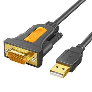 绿联usb转rs232com串口线9针九针typec连接电脑打印串口数据线收银机db公对公母usb转串口线工业级接头一拖二