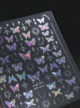 tomoni晶钻美甲贴纸 莫失合作款可爱指甲贴批发梦幻蝴蝶MS403