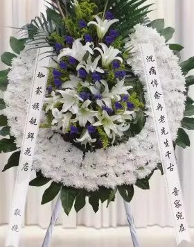 杭州花店丧事花圈上城下城江干区殡仪馆悼念菊花鲜花白事花篮殡葬