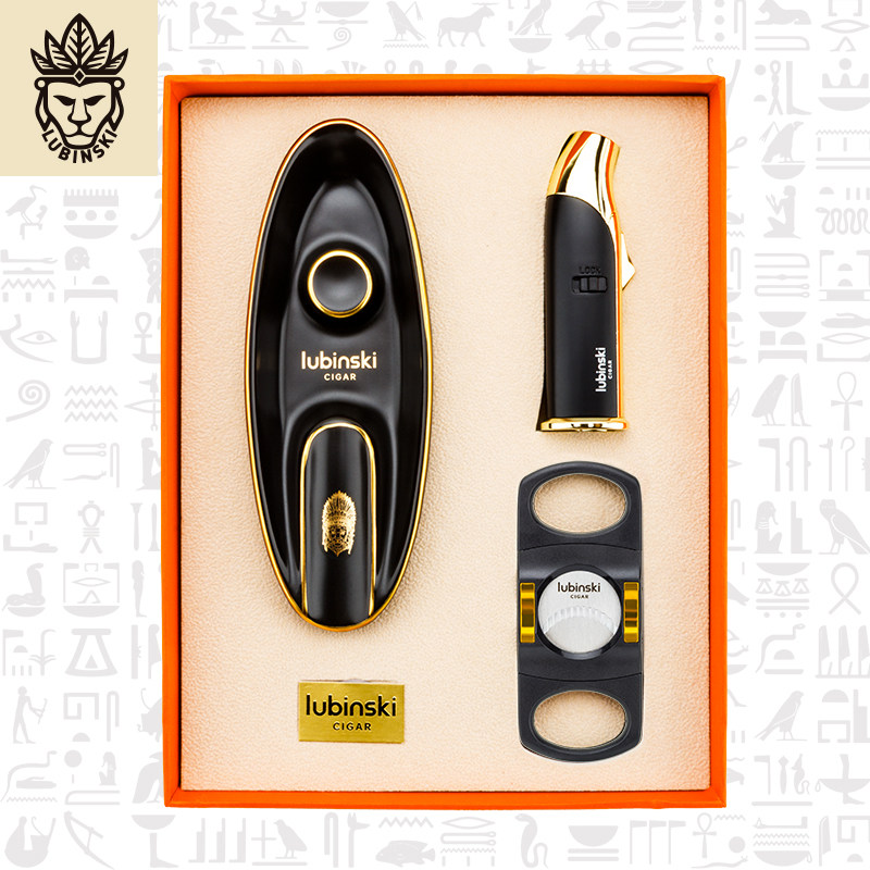 鲁宾斯基雪茄工具配件套装三直冲多功能打火机陶瓷烟灰缸锋利剪刀