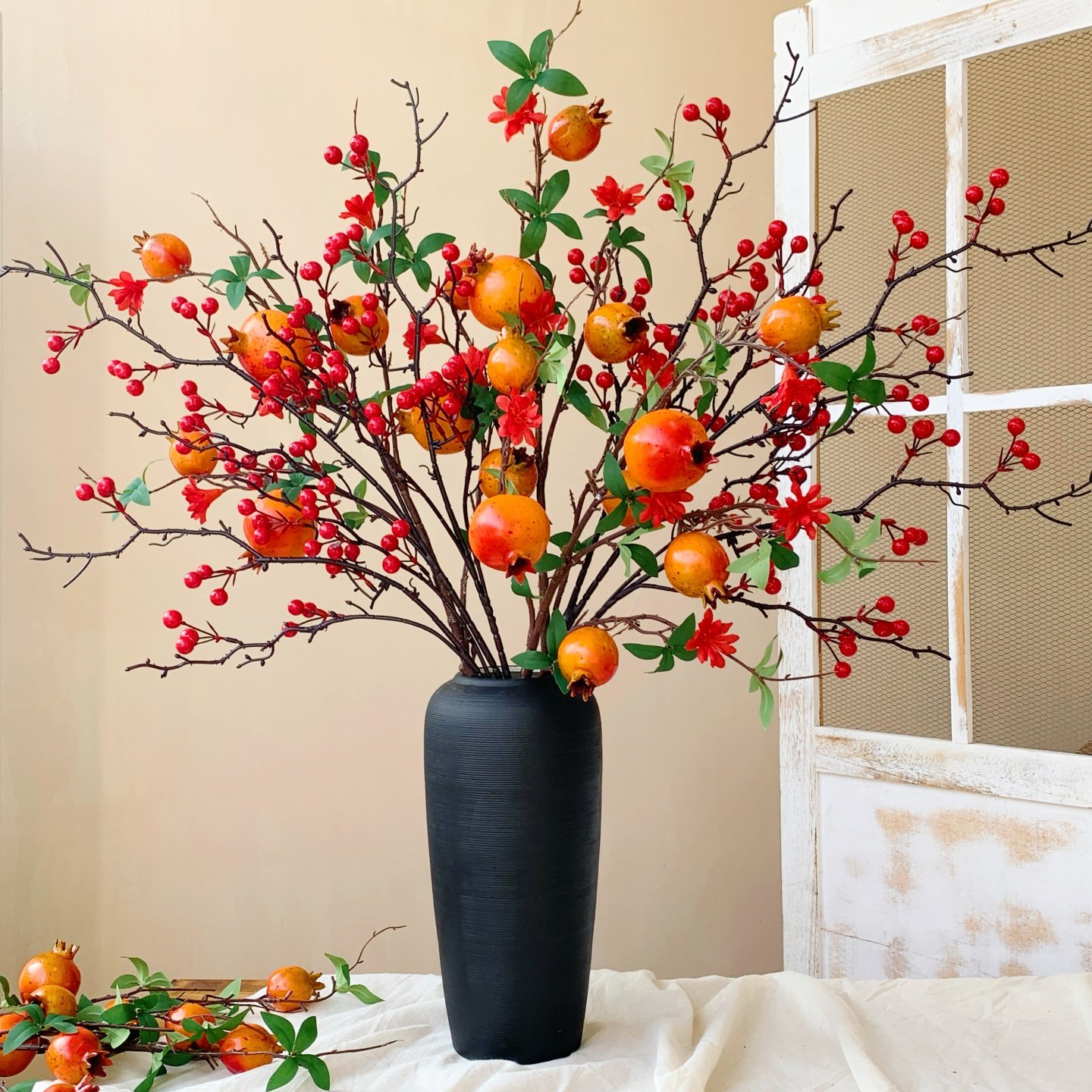 仿真石榴果干花花束假花摆设新年装饰新中式摆件家居客厅柿子插花,鲜花速递/花卉仿真/绿植园艺,仿真花,淘宝优惠券,粉丝福利购,淘宝优惠卷