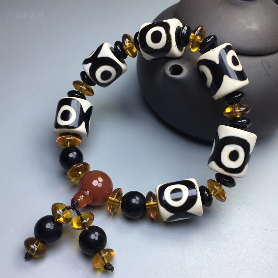 九眼天珠手串 一线药师天珠手链 天然玉髓玉石玛瑙男西藏真品天眼
