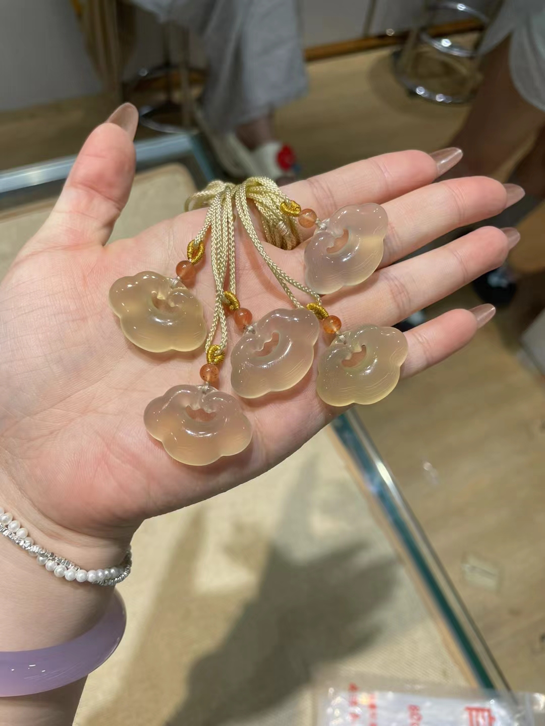 如意祥云平安锁天然高冰香金缤冰种玛瑙项链女古风新中式汉服吊坠