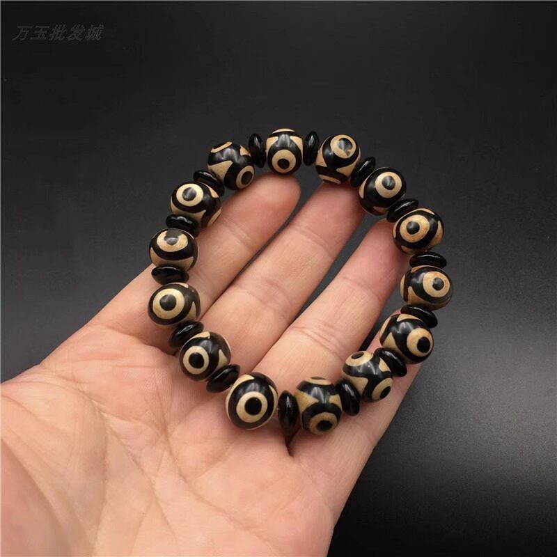 缠丝玛瑙三眼天珠算盘子玉石珠子手串手链手佩饰复古民族风真饰品