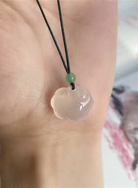 小如意天然玉髓迷你宝宝锁吊坠可爱花边玉锁坠子白玉同心锁长命锁