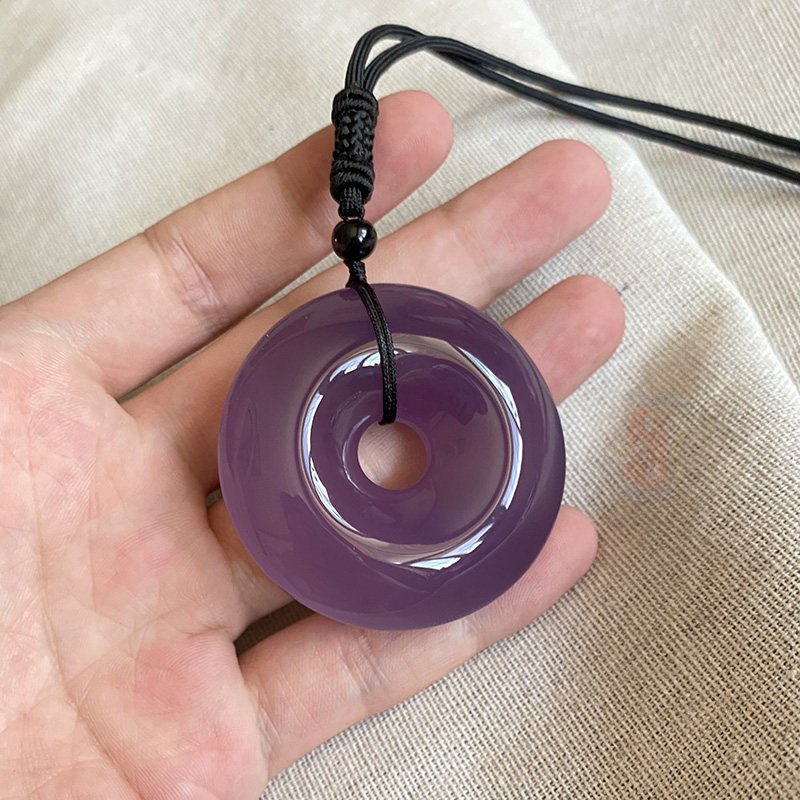 天然冰种紫玉髓平安扣挂坠男女款玉佩帝怀古招财玉石吊坠玛瑙挂件