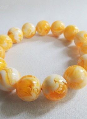 琥珀蜜蜡 手串半蜜花珀白蜜 男女佛珠单圈手穿手链