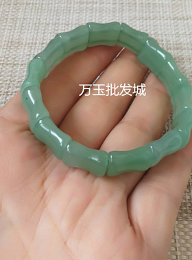 竹节手串男女款翠绿色天然东陵玉