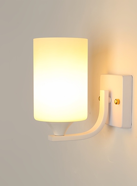 新款法式led白色墙壁灯遥控卧室床头灯奶油风简约现代客厅楼梯灯