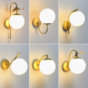 新款北欧轻奢壁灯美式中古风卧室床头灯简约客厅背景led墙壁灯