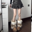 吾等是猫 秋冬加厚毛绒腿套渐变y2k辣妹亚文化仿皮草保暖堆堆袜套