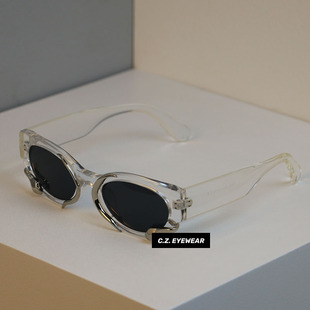 CHOZEN/y2k Jennie同款超酷银蛇猫眼墨镜女款小脸带度数太阳眼镜