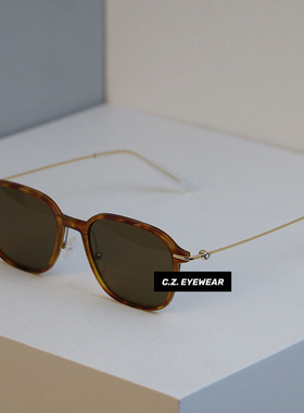 韩版超轻内敛淡茶色细边墨镜