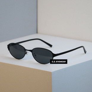 CHOZEN/金属拉丝复古老钱风ins猫眼墨镜防紫外线方脸高颧骨男女