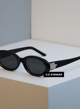 猫眼复古椭圆框y2k辣妹墨镜