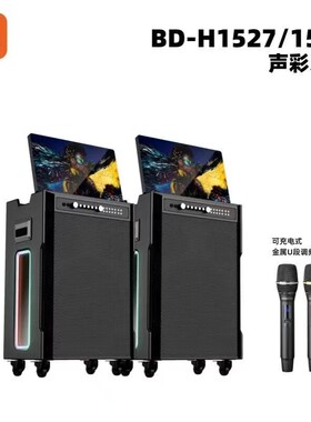 贝德声彩户外视频K歌移动音响蓝牙声卡大功率广场舞屏幕1528音箱