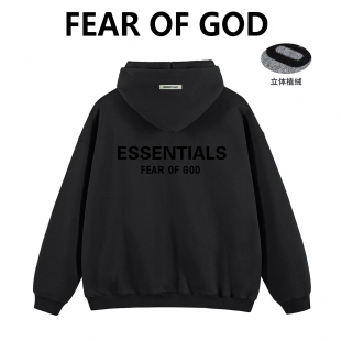 essentials背面植绒字母连帽卫衣欧美秋冬季 fog复线男女情侣外套