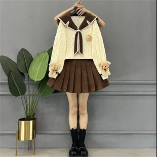 韩系海军领学院风玩可爱玩偶装 秋冬款 饰毛衣显瘦上衣 女装 2024大码