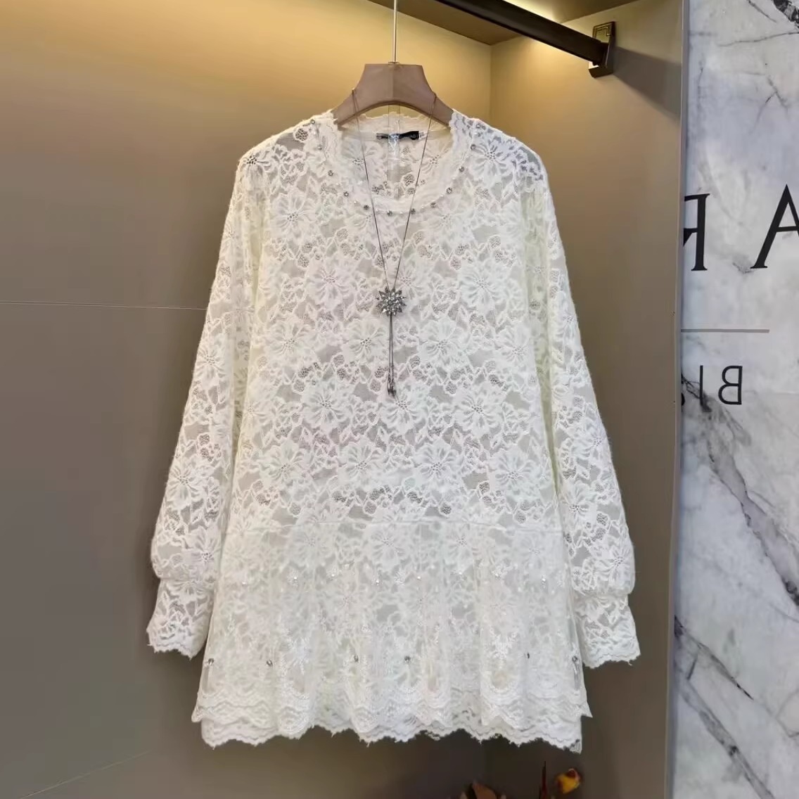 欧韩大码气质轻奢蕾丝镂空内搭