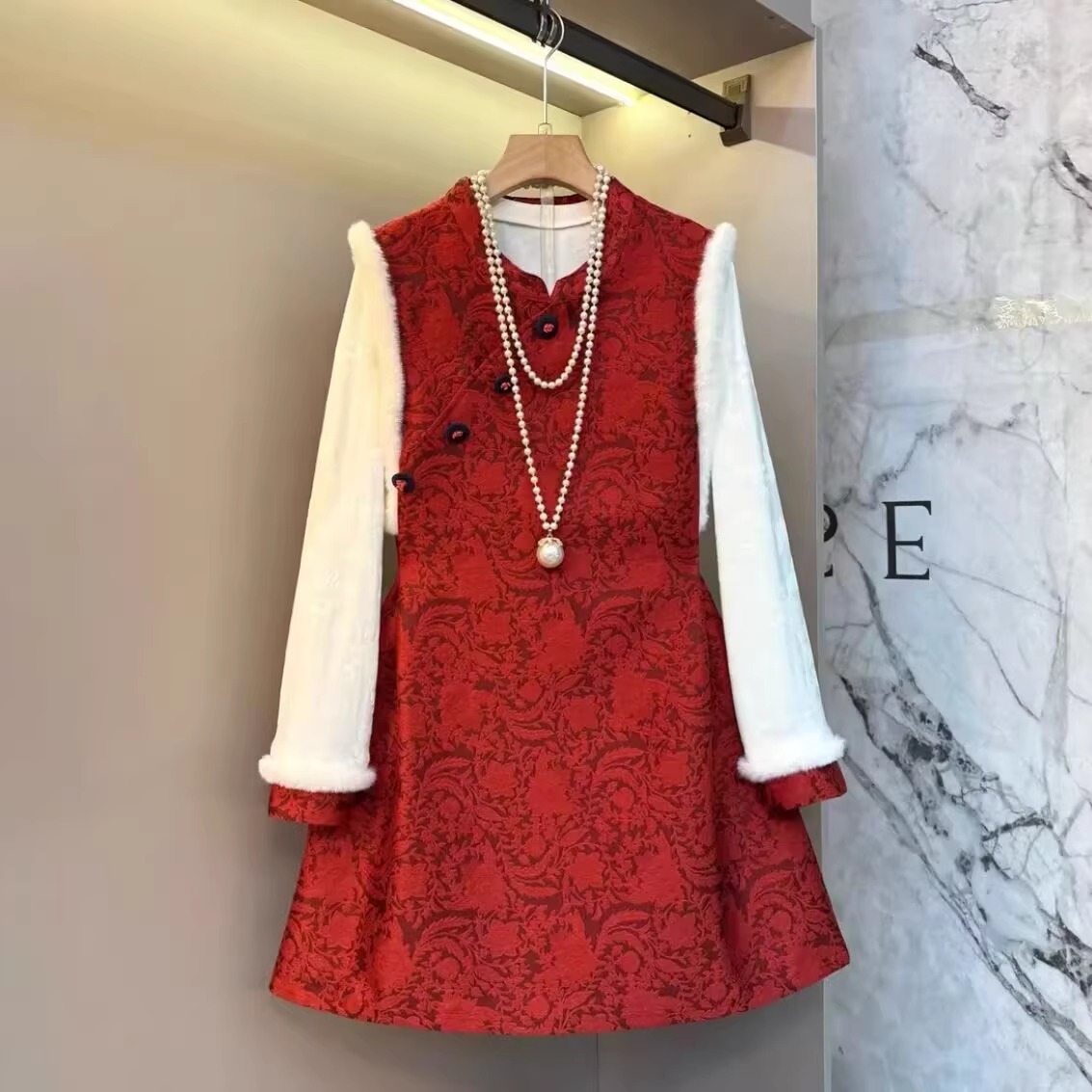 2025年春季新款大码新中式套装裙