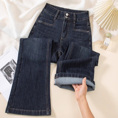 微宽松八分小个子直筒牛仔裤女秋
