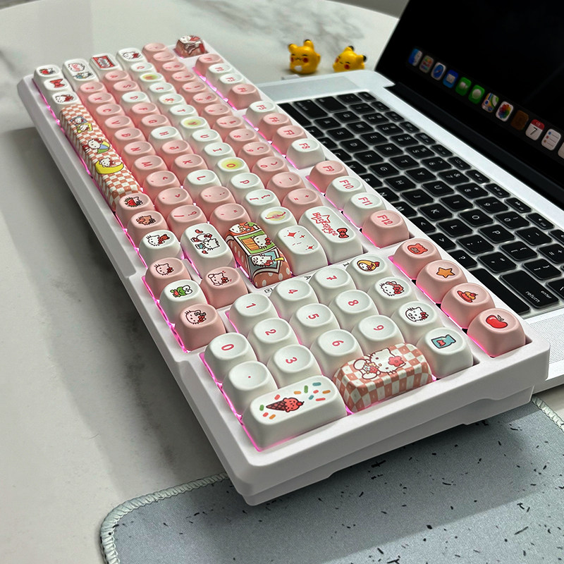 HelloKitty98键无线三模机械键盘女生高颜值办公游戏有线蓝牙键盘
