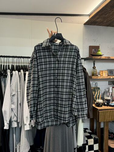 syc2025秋冬新款韩版宽松版磨毛时尚百搭格子长袖衬衫外套上衣女