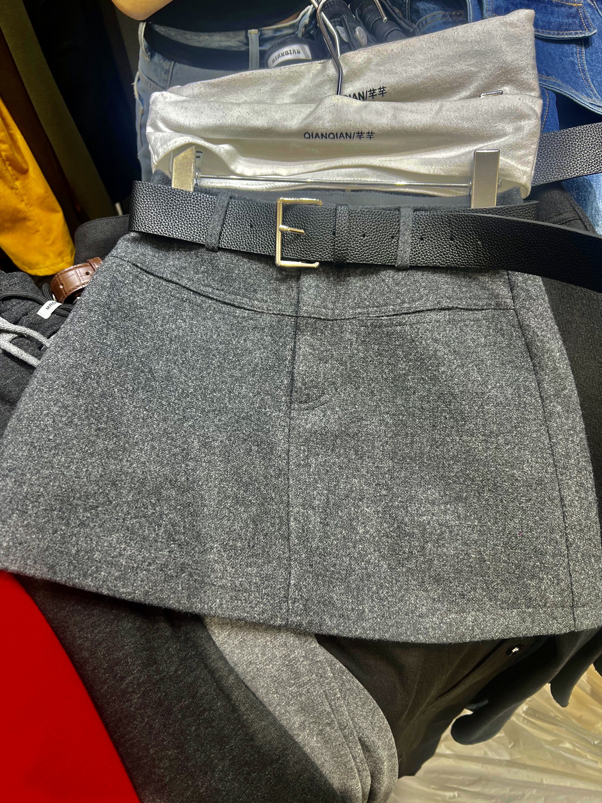 QIANQIAN25秋冬韩版时尚百搭显瘦毛呢半身裙女腰带高腰A字短裙,女装/女士精品,半身裙,淘宝优惠券,粉丝福利购,淘宝优惠卷