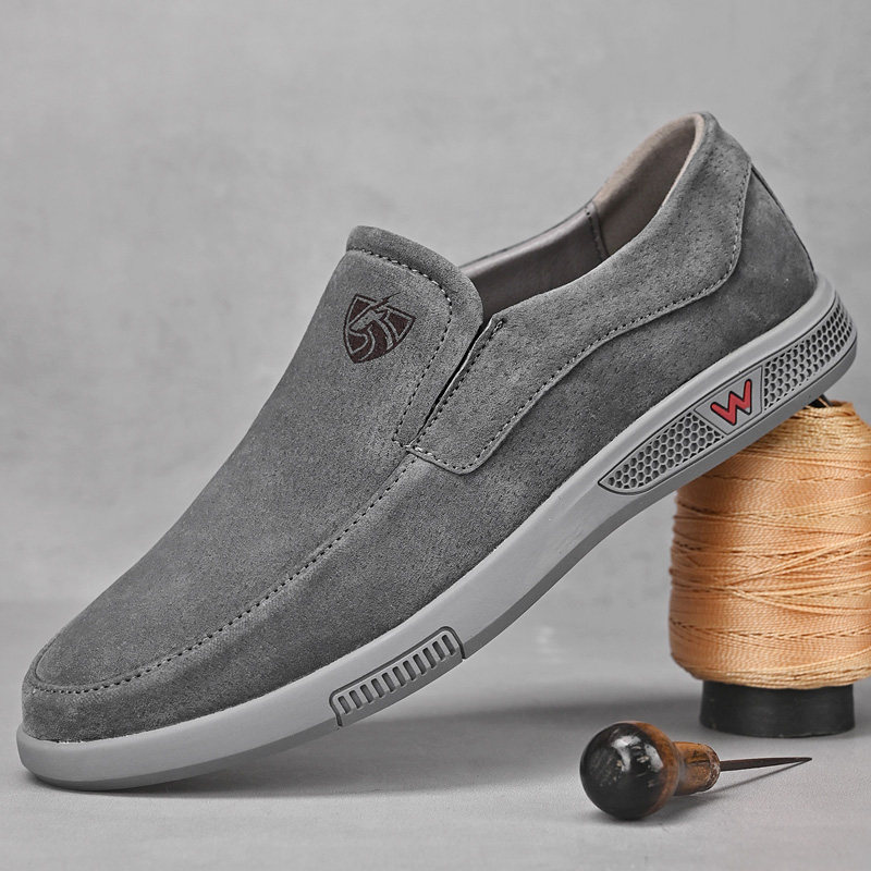 铠甲公羊特价清仓处理真皮休闲皮鞋软底一脚蹬豆豆鞋百搭男鞋捡漏