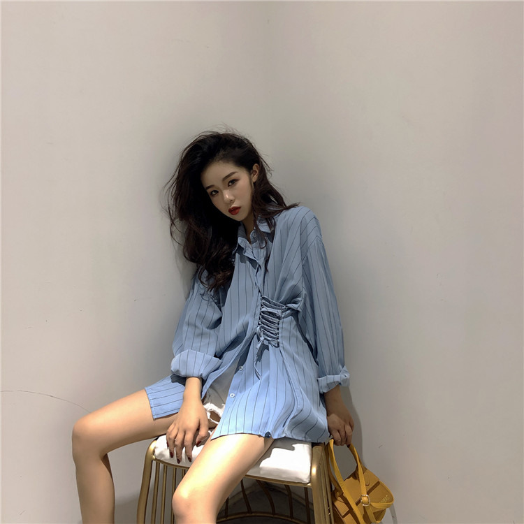 2018ÔçÇïпîchic¸´¹ÅÎÂÈáÌõÎÆ²»¶Ô³Æ¶àÖÖ´©·¨ÎíÀ¶É«ÆøÖÊã¼ÀÁ³ÄÉÀ