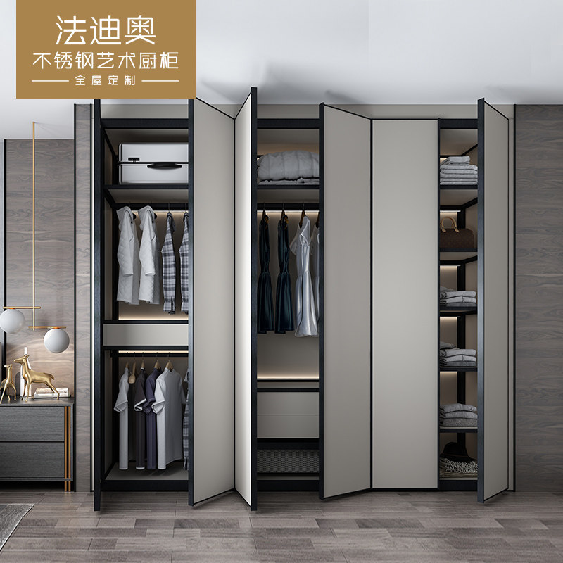 法迪奥定制衣柜工厂定做别墅全屋定制步入式衣帽间定制不锈钢衣柜