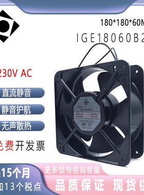 IGE18060B2H 230VAC 45/44W 50/60Hz 金属外框大风量散热风扇