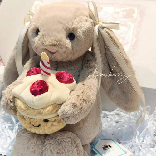 Jellycat生日蛋糕兔草莓塔玩偶