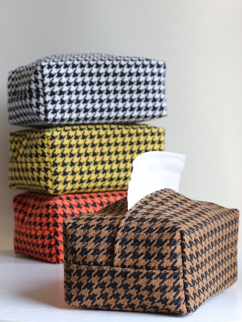 纸巾盒千鸟格车载布艺