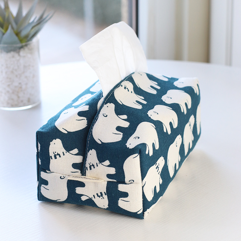 Handmade原创手作北极熊布艺纸巾套车载抽纸盒桌面收纳盒餐厅客厅