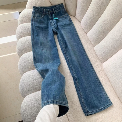 宽松牛仔裤高腰牛仔裤休闲长裤子