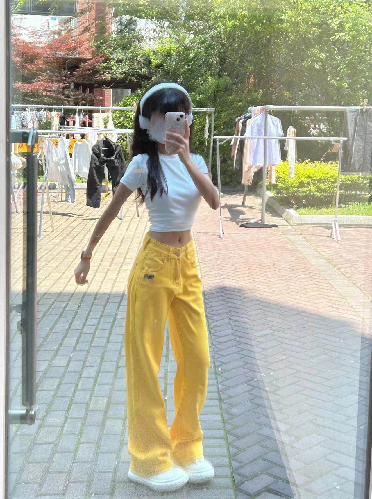 夏季新款刺绣显瘦拖地牛仔阔腿裤子女街头多巴胺百搭宽松直筒长裤,女装/女士精品,卫裤,淘宝优惠券,粉丝福利购,淘宝优惠卷