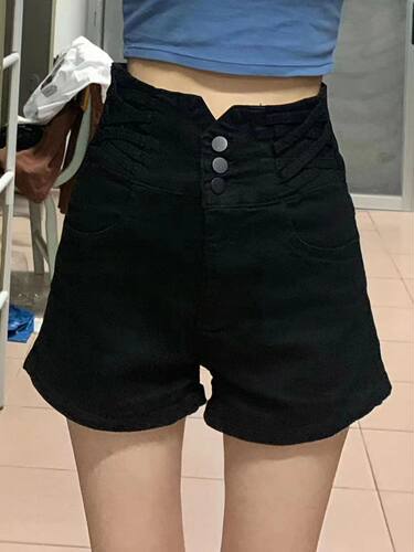 显瘦牛仔裤高腰牛仔裤牛仔短裤子