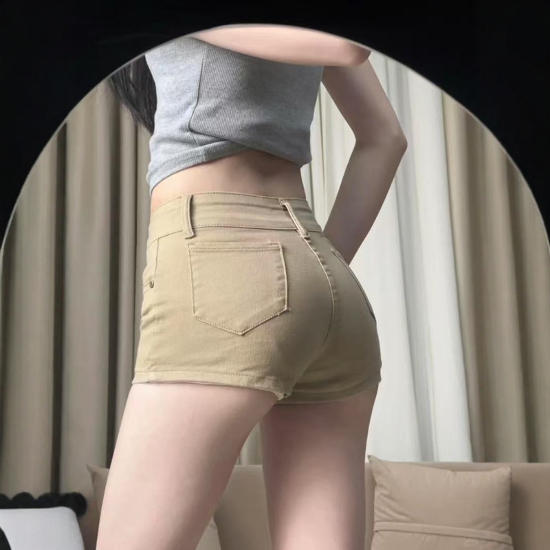 高腰牛仔裤紧身包臀显瘦休闲短裤