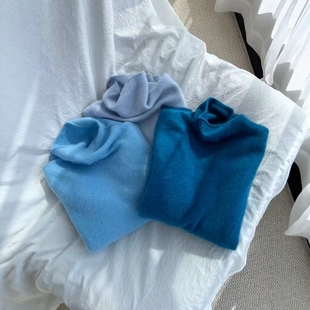 可外穿内搭超好看针织厚款 冬季 上衣 2025年新款 高领宝蓝色毛衣女款