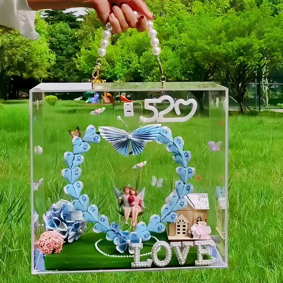 爱心摩天轮圣诞节土豪款有钱花材料包亚克力永生花情人节礼物花盒