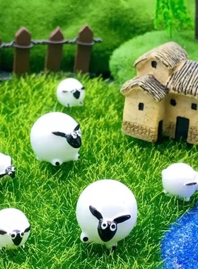 可爱迷你小羊公仔DIY草坪装饰缩微景观造景材料大中小黑脸小绵羊