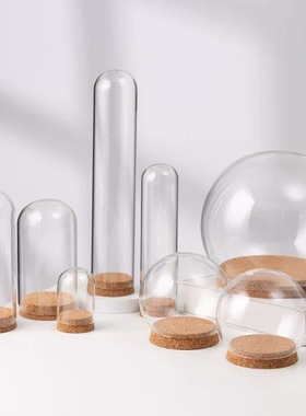 软木塞玻璃罩DIY永生花手办黏土软陶蜡像盲盒展示盒防尘桌面摆件