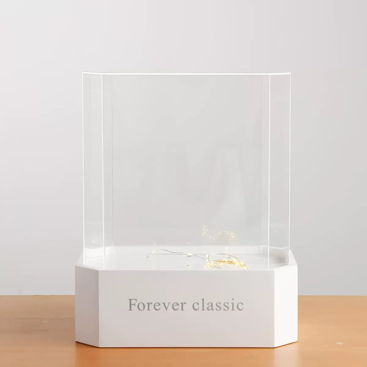 八角亚克力透明展示盒永生花摆件防尘罩蓝牙音箱带灯底座礼品包装图片
