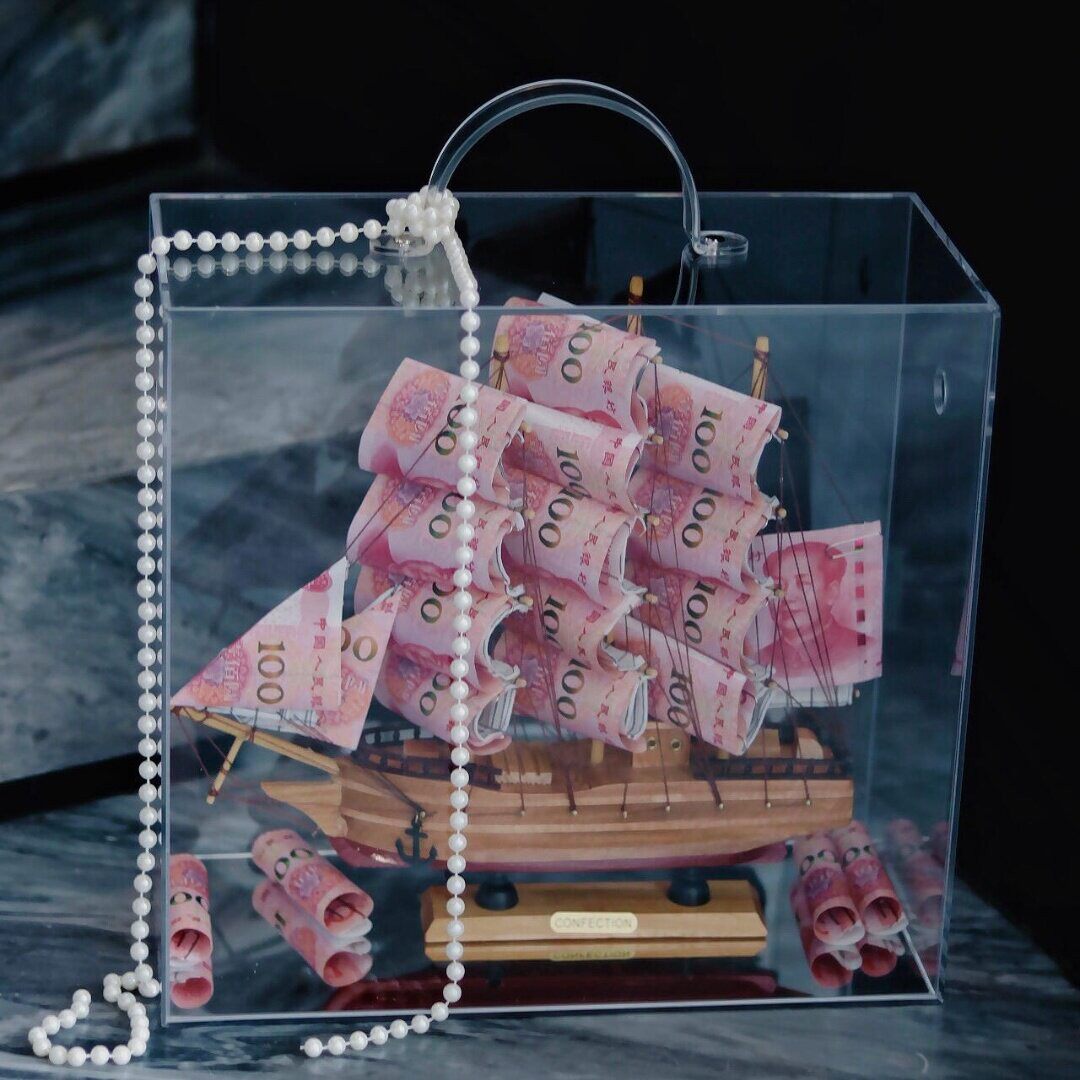 一帆风顺有钱花圣诞材料包创意帆船亚克力花盒有钱花材料包发财树