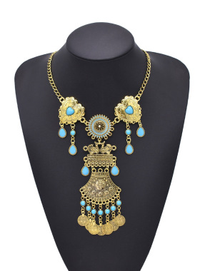 波西米亚时尚复古钱币流苏项链