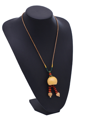 欧美复古木质葫芦吊坠项链男女