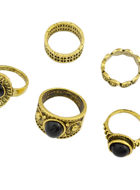 复古做旧黑金戒指女小众高级