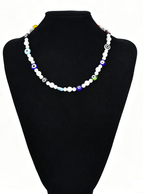 新款多巴胺彩色串珠项链女